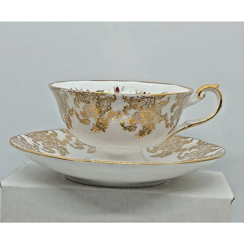 Queen's Fine Rosina Yellow Roses Bone China Tea Cup & Saucer England Estd 1875